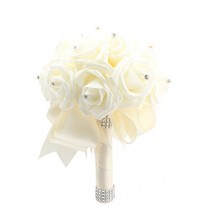 wedding photo -  Crystal Pearl Silk Rose Wedding Bouquet
