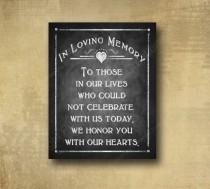 wedding photo - In Loving Memory Wedding Sign - PRINTED chalkboard wedding signage - Rustic Heart Design