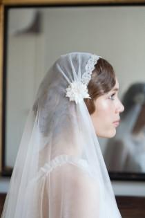 wedding photo - Kate moss veil, Juliet cap veil with blusher, art Deco Veil, cathedral length veil, chapel  veil, waltz length veil, Uk