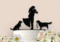 wedding photo - Cute Couple with Dogs Cake Topper