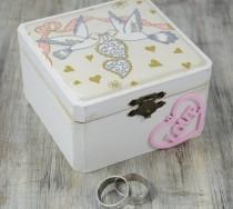 wedding photo - Wedding Ring Bearer box, wedding box, Ring Bearer Pillow Alternative, Personalized Ring Bearer box, Love Heart Box, ring box wedding