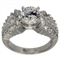wedding photo - 3/4ct Round In Diamond Engagement Setting With 1.20ctw Baguette, Round Diamonds