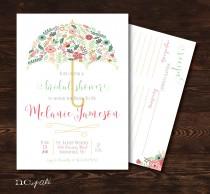 wedding photo - Printable Floral Umbrella Bridal Shower Invitation With OPTIONAL Recipe Card-Print Yourself-Digital Invite