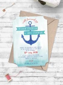 wedding photo - Watercolour Anchor Nautical Wedding Invitation - Anchor Me Nautical Wedding Invites - Wedding Invitations by Paper Charms