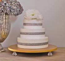 wedding photo - Gold Cake Stand 16" Wedding Cake Topper Stand Bling Metallic Wedding Event Decor E. Isabella Designs. As Featured In Martha Stewart Weddings