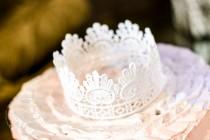 wedding photo - Vintagewedding/Princess Party/White Rustic/Wedding Lace Crown Cake Topper/Crown Photography Prop/White Lace/Party Decoration/Romanticwedding