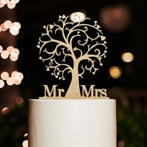 wedding photo -  Wood Cherry Blossom Tree Rustic Wedding Cake Topper