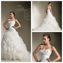 wedding photo -  Beaded Lace Strapless Classic Spring Wedding Dress with Full Tulle Skirt
