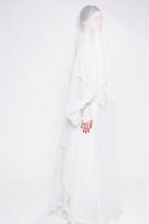 wedding photo - Silk Ballet Length 65" Veil and Blusher, Custom Made