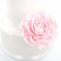 wedding photo - Pale Pink Peony Sugar Paste Wedding Cake Topper by lil sculpture