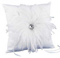 wedding photo -  Feathered Flair Ring Pillow
