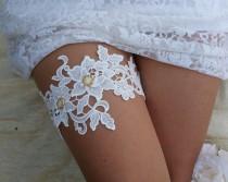 wedding photo - Wedding Garter, Lace Wedding Garter, Bridal Garter, Vintage Style Garter, Crochet Garter, Boho Garter, Gold Garter, Flower Garter
