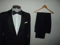 wedding photo - Vintage HORNES Tuxedo Suit Jacket & Trousers / Wedding / Vtg Dinner Tux / Formalwear /Size 42 Regular / Large /Lrg / L / Tailored in Denmark