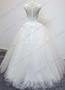 wedding photo - JW16199 Dreamy florals illusion sheer back sparkles ball gown wedding dress