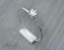 wedding photo - 14k Diamond solid whitegold ring, engagement ring, wedding ring, diamond ring, solitair ring, Handmade