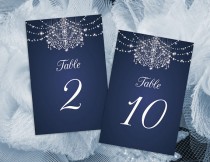 wedding photo -  DIY Printable Wedding Table Number Template | Editable MS Word file | 4 x 6 | Instant Download | Diamond Chandelier Navy Blue