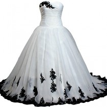 wedding photo -  Organza Lace Satin Sweetheart Ball Gown Wedding Dress
