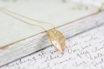 wedding photo - Gold Leaf Necklace