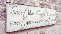 wedding photo - Country Wedding Candy Bar sign, Rustic "Sweet like candy to my soul..." romantic gift, candy buffet cookies cake favors smores