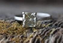 wedding photo - Natural Olive-Green Old Mine Cut Diamond Ring
