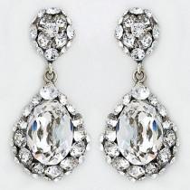 wedding photo - Diana Crystal Pear-Drop Earrings