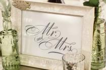 wedding photo - Mr. and Mrs. Table Card Sign - Elegant Sweetheart Table Wedding Reception Seating Signage - Newlyweds - Matching Numbers Available SS04