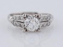 wedding photo - Antique Engagement Ring Art Deco .67 ct Old European Cut Diamond in a Fishtail Platinum Setting