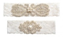 wedding photo -  Rhinestones Lace Wedding Garter Belt Set