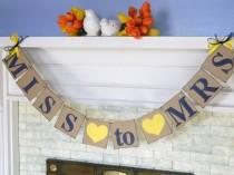 wedding photo - Navy and yellow Bridal Shower Decor/ MISS to MRS Bridal Shower Banner / Bachelorette Decor / wedding Banners / You Choose the Colors