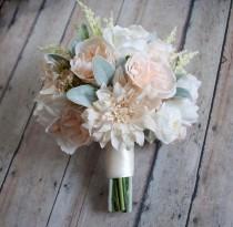 wedding photo - Wedding Bouquet - Blush Pink and Ivory Garden Rose Dahlia and Peony Wedding Bouquet