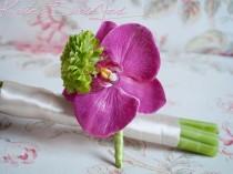 wedding photo - Fuchsia and Lime Orchid Boutonniere