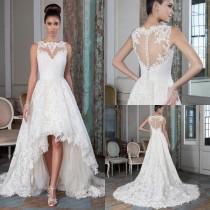 wedding photo - New Collection 2016 Lace Wedding Dresses A-Line Sexy Plus Size Bridal Gowns Vintage Sheer Back Cheap A-Line High Low Bohemia Dress Appliques Online with $151.31/Piece on Hjklp88's Store 