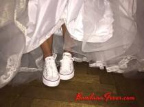 wedding photo - Custom Wedding Converse Low White - Personalized Mrs. Wedding Shoes - Bridal Shoes - Mr and Mrs Shoes - Wedding Gifts - by Bandana Fever