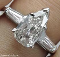 wedding photo - 1.42ct Estate Vintage Pear Diamond Engagement Wedding Platinum Ring EGL USA