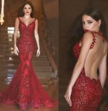 wedding photo - 2016 New Arabic Backless Mermaid Evening Dresses 2015 Charming Long Prom Gowns Sequins Sweetheart Lace Applique Formal Cheap Evening Gowns Online with $108.85/Piece on Hjklp88's Store 