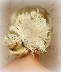 wedding photo - Feather Hair Clip, Feather Fascinator, Wedding Hair Accessories, Bridal Hair Fascinator,Vintage Style Fascinator, Great Gatsby, Bridal Comb,