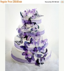 wedding photo - NEW YEAR SALE 50 Mauve and Purple Mixed Butterflies great for Cake Toppers,  table decorationsand invitations
