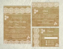 wedding photo -  Printable Lace Wedding Invitation Suite Printable Invitation Floral Elegant Wedding Invitation Download Invitation Edited jpeg file