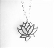 wedding photo -  Tiny Lotus Necklace, Lotus Flower Charm, Sterling Silver, Tiny Charm Necklace, Dainty Necklace, Yoga Jewelry, Charm Necklace, Gift Necklace