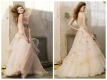 wedding photo -  Luxury Fashion Oatmeal Tulle Wedding Dress with Crystal Flowers