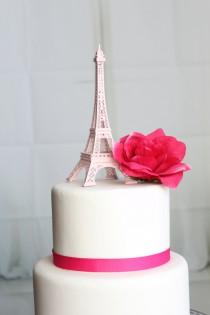 wedding photo - Baby Pink Paris Eiffel Tower Cake Topper