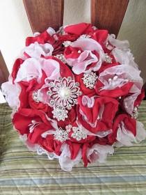 wedding photo - Fabric flowers and TONS of brooches bouquet