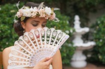 wedding photo - Wedding Lace Fan- Hand Held Fan- Handmade Lace Hand Fan- Folding Hand Fan- Spanish Wedding Fan- Bridal Fan- Wedding Prop- Mother Of Bride