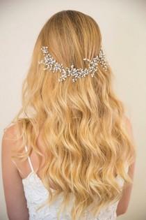wedding photo - SALE! Bridal hair vine/ pearl hair accessories/ wedding headpiece made of white pearl/ babys breath flower inspired/bride hair piece