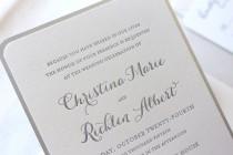 wedding photo - The Snowdrop Suite, Modern Letterpress Wedding Invitation Suite, Silver, Glitter, Champagne, White, Formal, Elegant, Calligraphy, Script