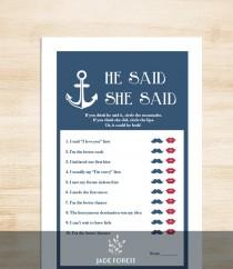 wedding photo - Nautical Bridal Shower Game DIY // Nautical Game, Navy, Anchor // He Said, She Said Printable PDF // Wedding Shower Game ▷ Instant Download