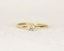 wedding photo - Hexagon Diamond Engagement Ring In 14k Gold,Wedding Diamond Ring,Simple And Dainty Diamond Engagement Ring