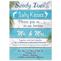 wedding photo - Wedding Invitation - Turquoise Beach Sandy Toes Salty Kisses