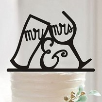 wedding photo -  Mr and Mrs Wine Glass Cake Topper
