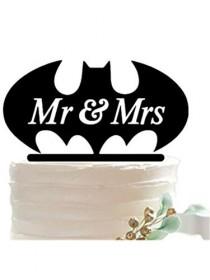 wedding photo -  Bat Monogram Wedding Cake Topper in Black